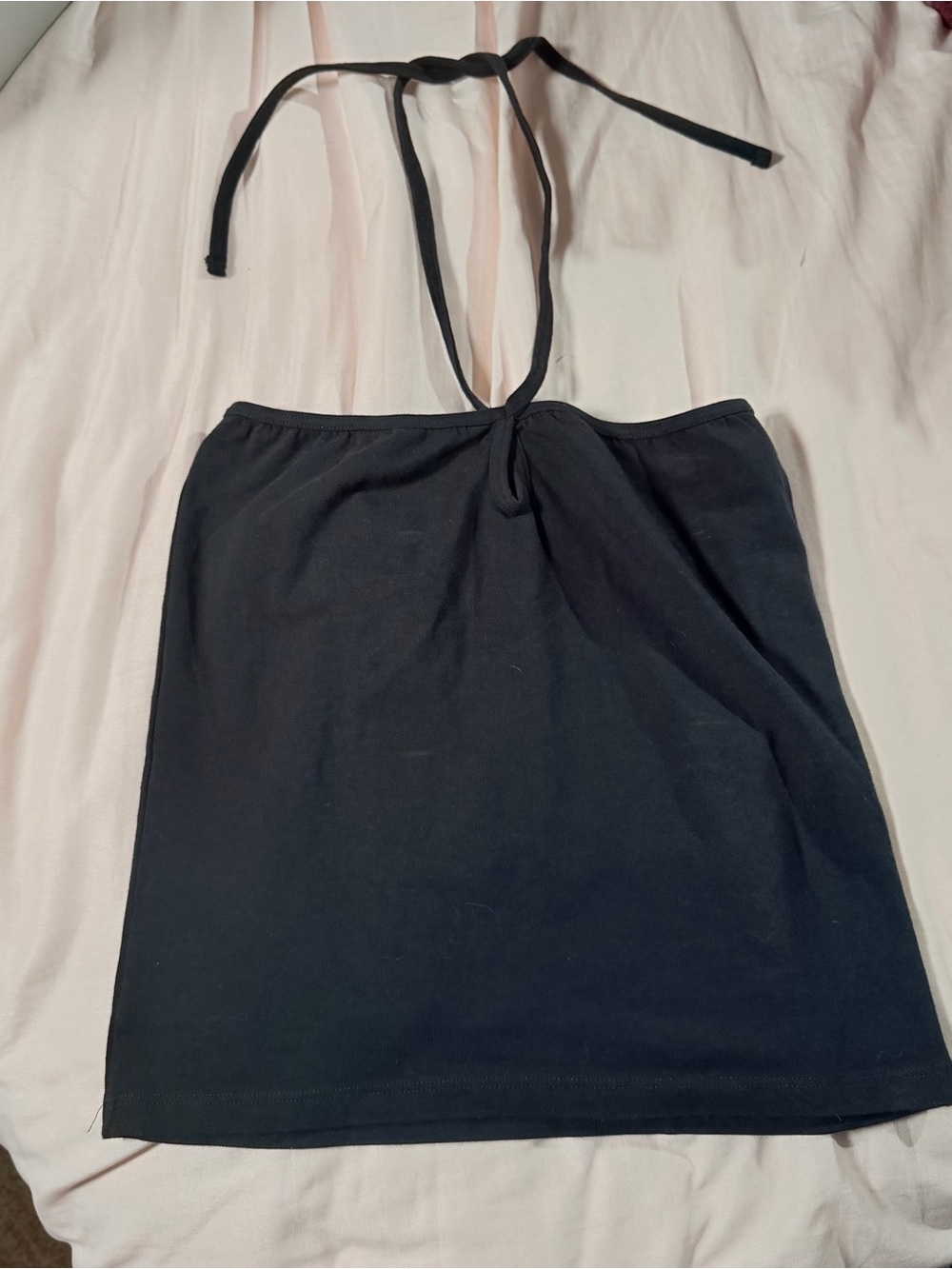 brandy melville black halter cut out top